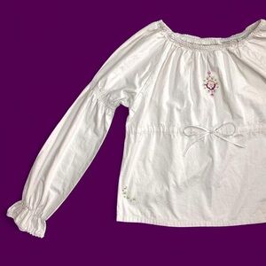 Faded Glory Girls SZ (10/12) Beige Floral Embroidered Bohemian Peasant Shirt